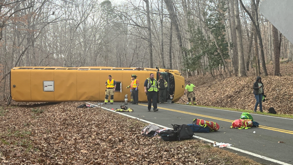 School Bus Overturns in Durham County