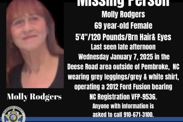 69-Year-Old Woman Reported Missing in Robeson County