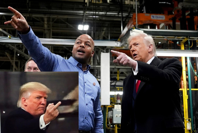 Trump appears to flip off Ford worker